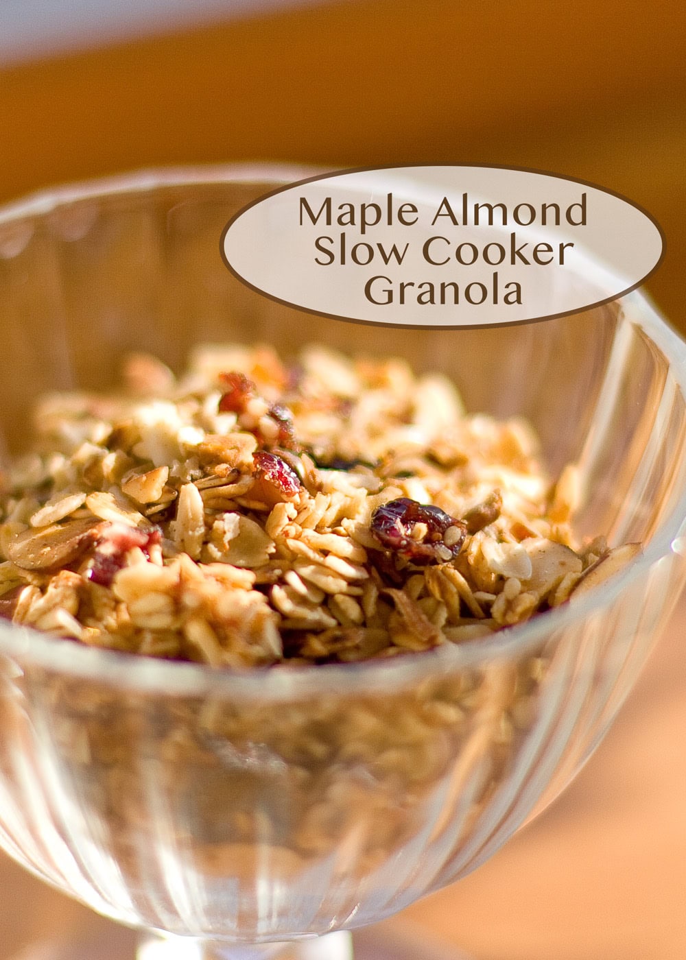 a glass dish with granola in it.