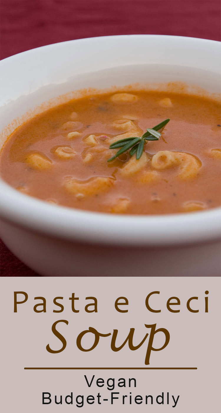 Pasta e Ceci Soup {Pasta and chickpea soup} recipe a budget-friendly vegan soup recipe