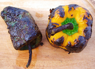 The chili peppers are blackened on all sides and are ready to steam in a bowl Cooking Basics &ndash; Roast a Chili Pepper