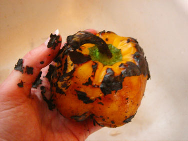 Peeling the blackened skin away is the messiest part of the process Cooking Basics &ndash; Roast a Chili Pepper