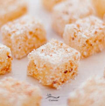 several Coconut Gumdrops on a plate.