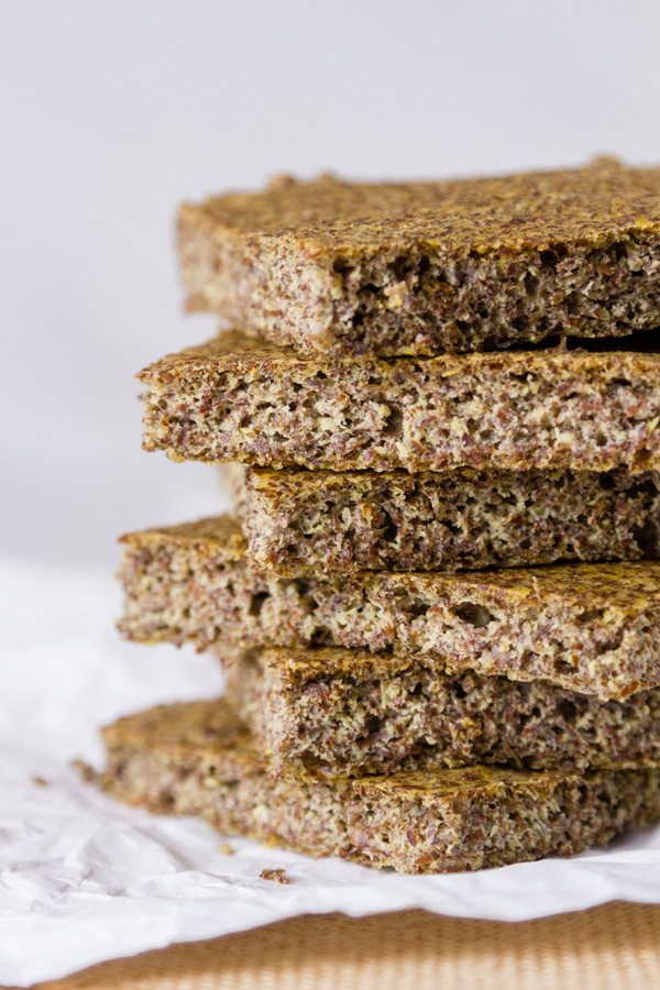 Flax Seed Bread a high protein, low carb bread with a great texture: Gluten-Free Baking & Baked Goods A stack of slices of Flax Seed Bread a gluten free bread for Gluten-Free Baking & Baked Goods