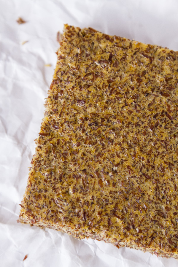 Flax Seed Bread a high protein, low carb bread with a great texture: Gluten-Free Baking & Baked Goods a piece of Flax Seed Bread viewed from the top down