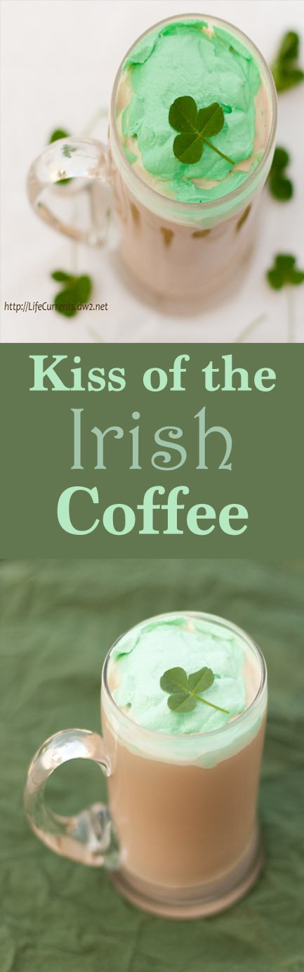Kiss of the Irish Coffee with green whipped cream Recipe