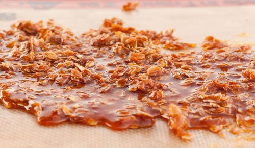 oatmeal crunch candy cooling before being broken into chunks.