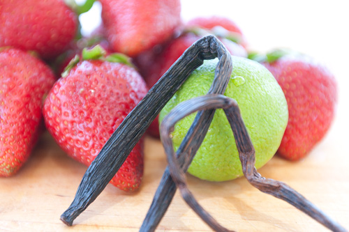 strawberry lime vanilla: This jam perfectly captures those ripe summer strawberries into a sweet spreadable jam with a deep rich flavor from the vanilla. And, the tartness of the lime just gives it that right kick.