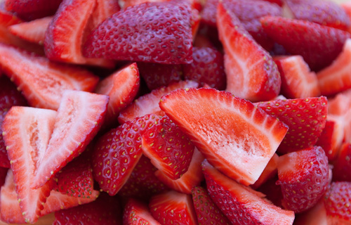 cut strawberries.