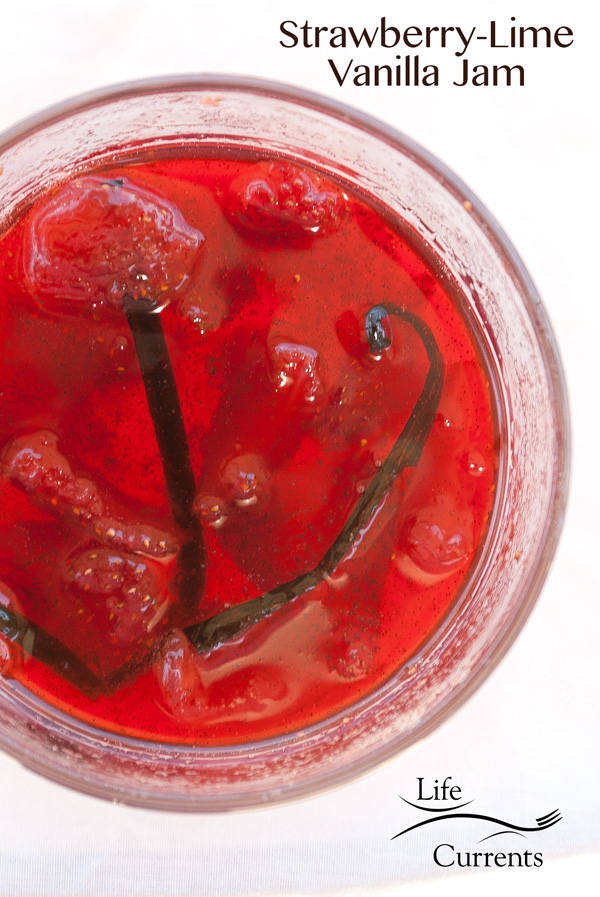 Strawberry-Lime Vanilla Jam great for your morning toast homemade preserves no pectin small batch