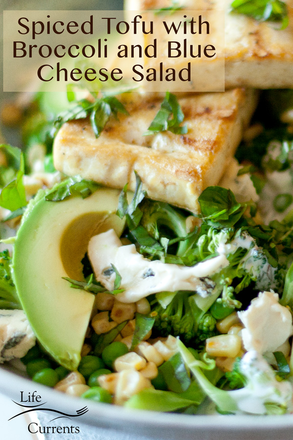 Spiced Tofu with Broccoli and Blue Cheese Salad with a title