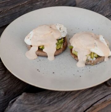 eggs Benedict with chipotle sauce