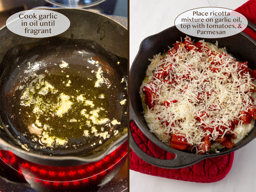 how to make this dip, cook garlic and add remaining ingredients.