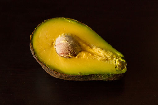 pinkerton avocado that's been cut open.