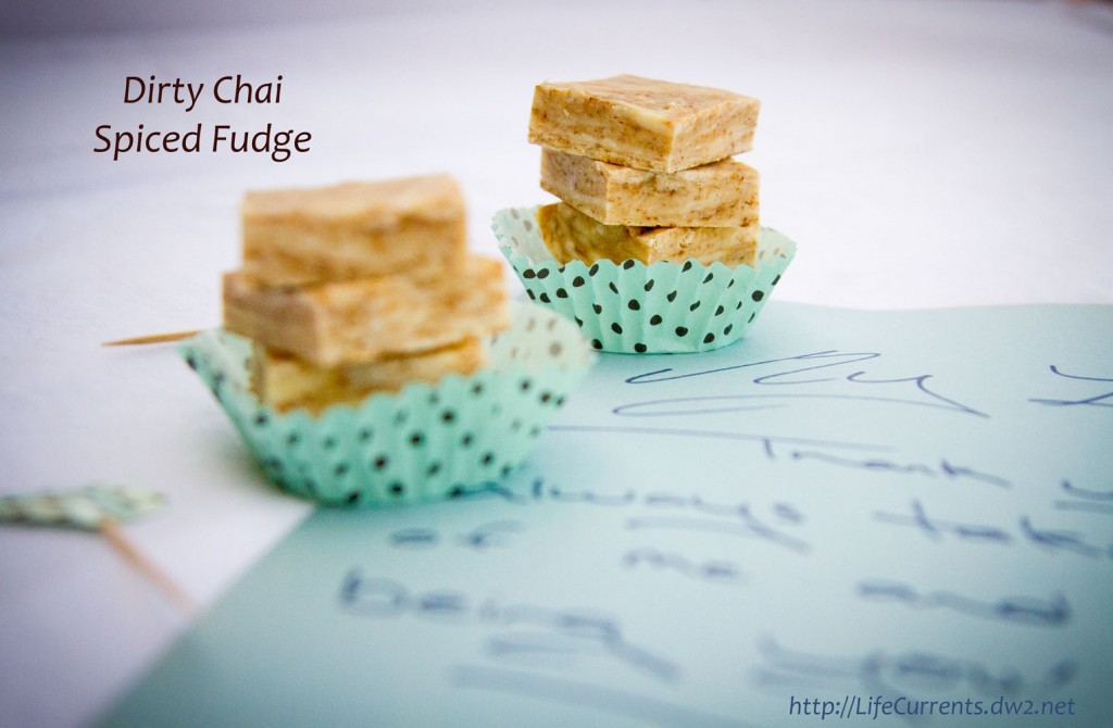 stacks of fudge on blue paper.