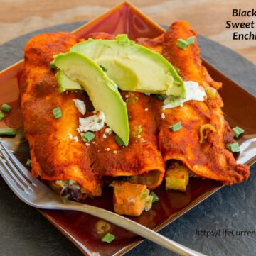 Black Bean Sweet Potato Enchiladas | Life Currents https://lifecurrentsblog.com