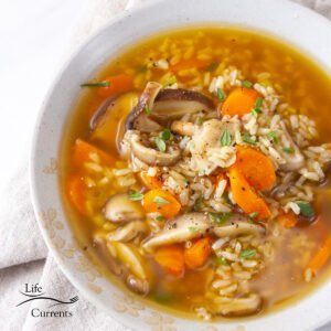 square crop of a bowl of veggie soup
