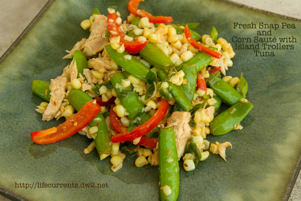 Fresh Snap Pea and Corn Saut&eacute; with Island Trollers Tuna | Life Currents 