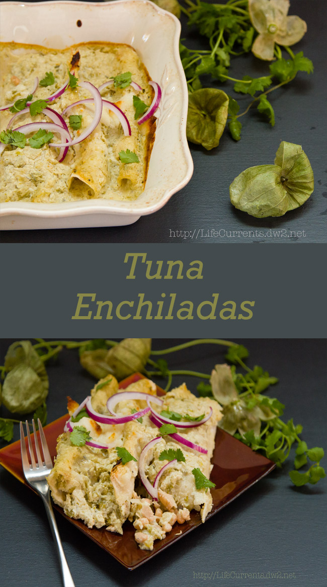 Island Trollers Tuna Enchiladas with tomatillos and green chile cream sauce #Mexican #Tuna #enchiladas