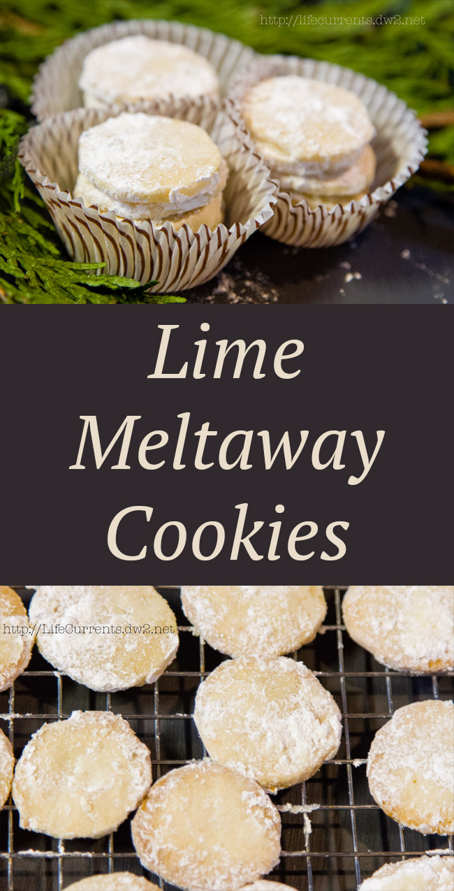 Lime Meltaway Cookies with two images and title for Pinterest. 
