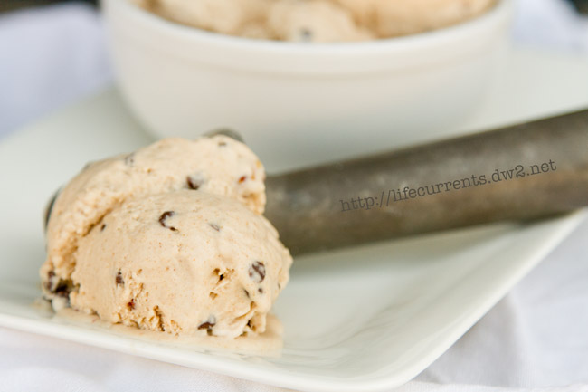a scoop of ice cream in an ice cream server