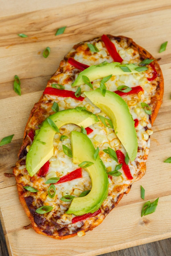 a flatbread with Mexican style toppings.