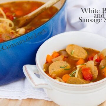 White Bean and Sausage Soup ... to please both the meat eater and the vegetarian in the house... https://lifecurrentsblog.com vegan gluten free