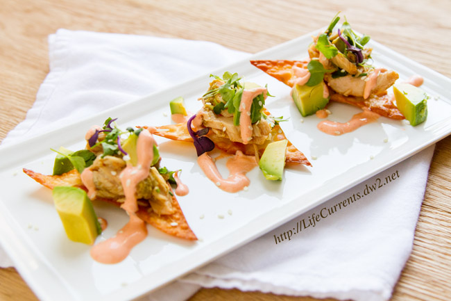 Island Jalapeno Albacore Tuna Poke on Baked Won Ton Wrappers by Life Currents Island Jalapeno Albacore Tuna Poke on Baked Won Ton Wrappers by Life Currents