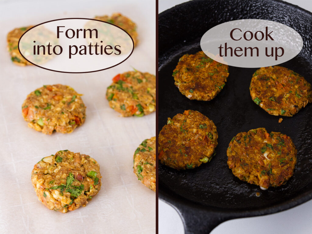 process shots on how to make falafel