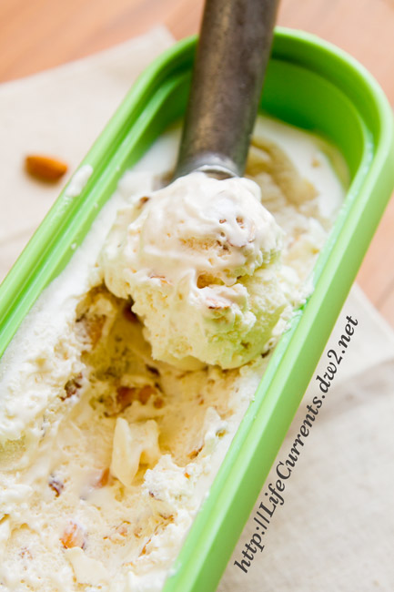 Almond Nougat Ice Cream doesn't require an ice cream machine, and is filled with almond flavor in a delicious sweet cream base! https://lifecurrentsblog.com https://lifecurrentsblog.com