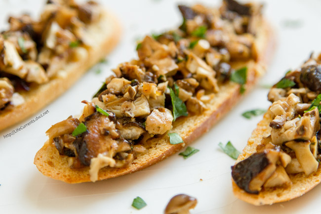 Mushroom Bruschetta made with oven roasted mushrooms is so easy to make and is sure to impress your guests at a party! 