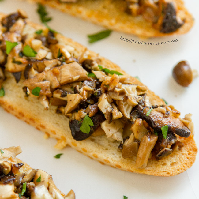 Mushroom Bruschetta made with oven roasted mushrooms is so easy to make and is sure to impress your guests at a party! 