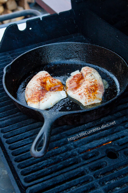 Grilled Fish done the easy way, on the grill right in the cast iron skillet! A great weeknight meal! 