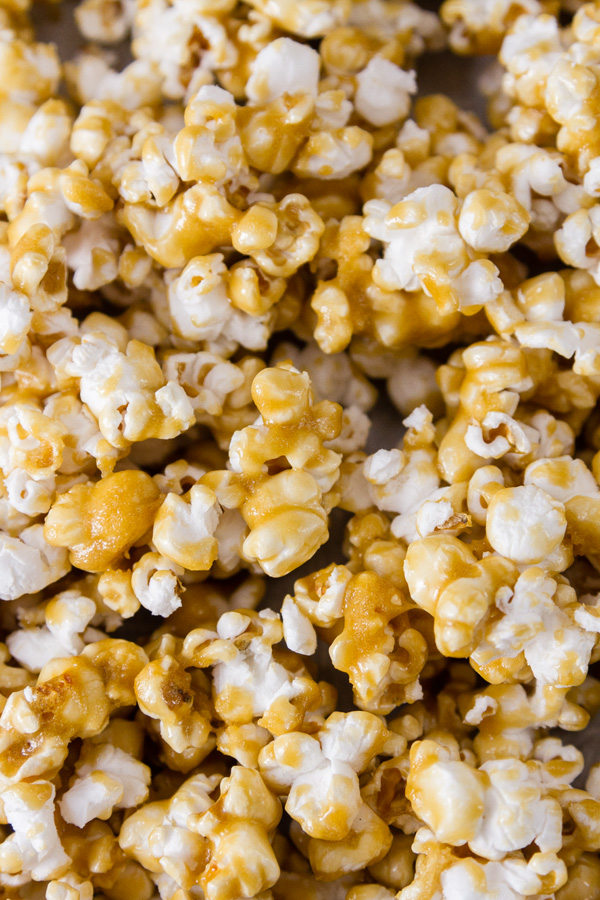 close up shot of the caramel corn
