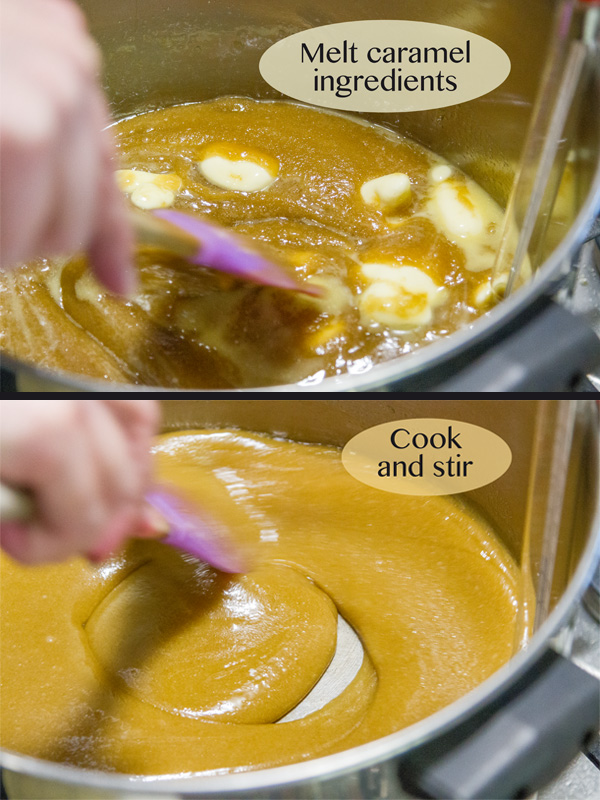 how to make this recipe with two pictures of making the caramel