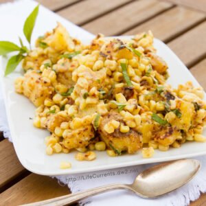 Corn Saut&eacute; with Fresh Basil and Potatoes