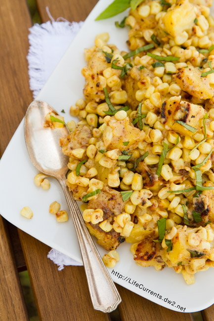 Corn Saut&eacute; with Fresh Basil and Potatoes a great side dish for summer or even a fancy family meal like Thanksgiving. Your family will love it, and you will love how easy it is! 