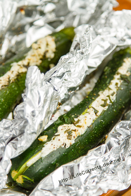 Grilled Stuffed Zucchini - Stuffed with goat cheese or cream cheese & grilled to veggie perfection!