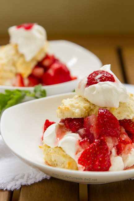Mom's Strawberry Shortcake is perfect for summer with fresh berries topping Soft billowy layers of sweetened whipped cream and warm buttermilk biscuits