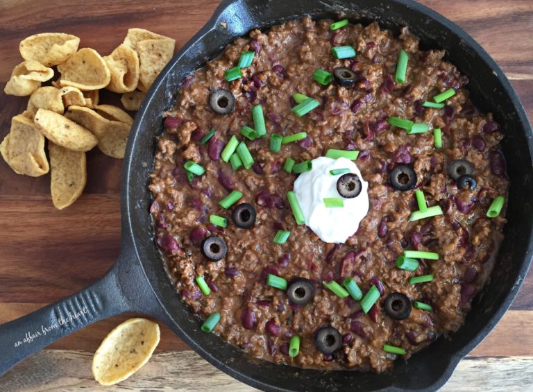 October is Tailgating Snacks Month 2016 - Hot Beef & Bean Dip 