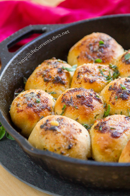 These Skillet Pizza Bombs are so much fun! Soft rolls of pizza dough surrounding your favorite pizza fillings, baked to pizza-goodness, and topped with garlic herb butter. Yum! These didn't last long in our house, that's for sure! 