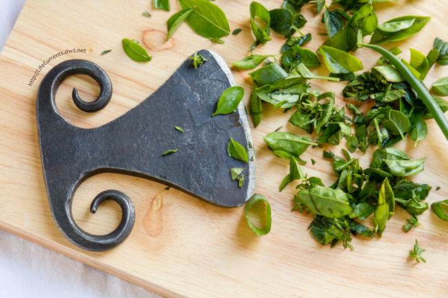 Beer and Pizza Night with a recipe for Easy Garlic and Herb Pizza - Steel Herb Chopper