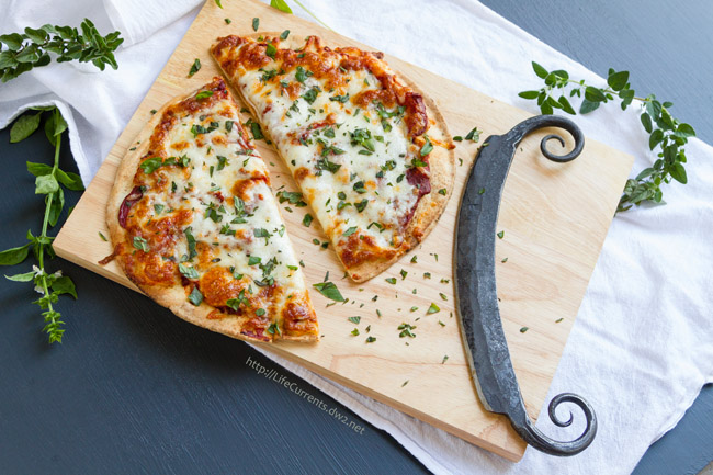 Beer and Pizza Night with a recipe for Easy Garlic and Herb Pizza - Steel Pizza Cutter 