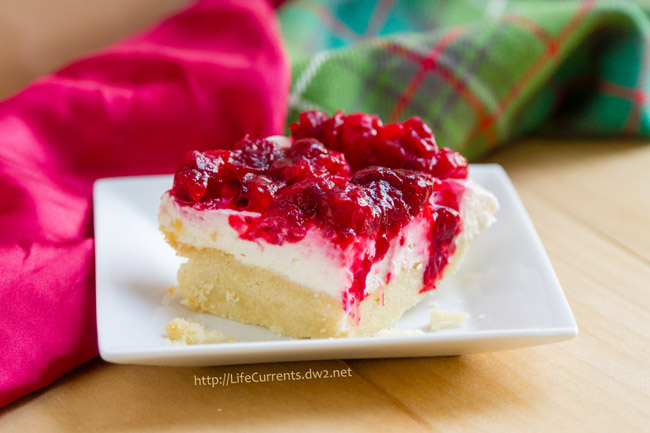 a slice of Dream Bar on a plate.