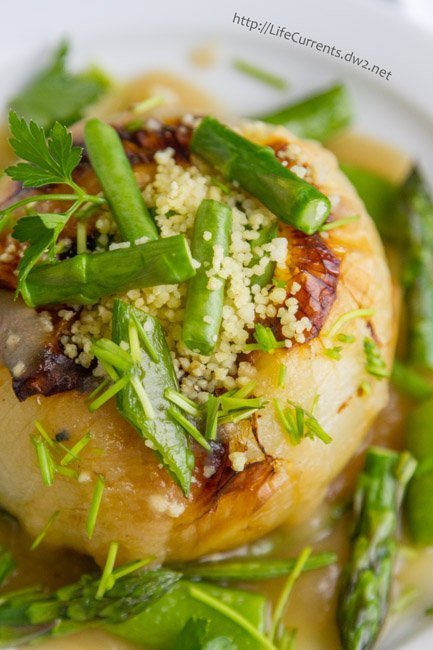 Roasted Sweet Onions with Couscous and Veggies {a tribute to Charlie Trotter}