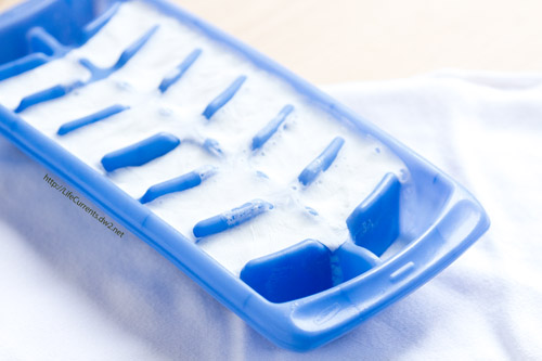 Coconut milk in an ice cube tray