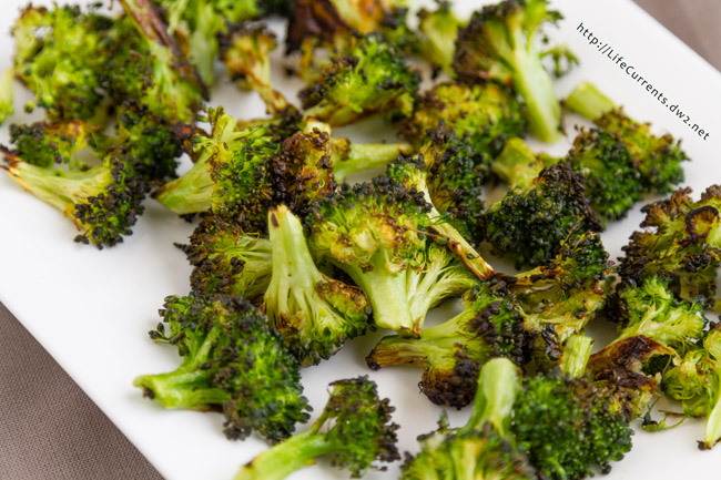 cooked broccoli on a platter.