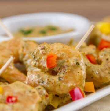 Creamy Pesto Shrimp Appetizer Recipe is super quick & easy & really delicious!