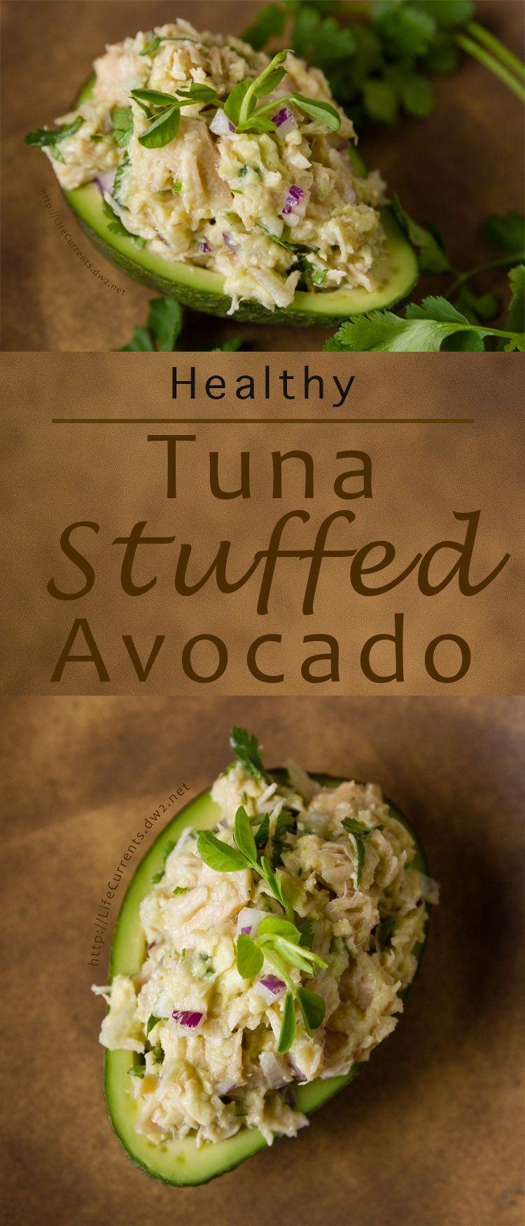 This Guacamole and Tuna Stuffed Avocado is super easy to make. And it contains no mayo, so there's no guilt - it's just the simple healthy goodness of Fresh tasting Albacore tuna and guacamole stuffed inside a pretty avocado.
