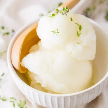 This Lemon-Thyme Sorbet is so nice and refreshing. Perfect for a hot summer day!
