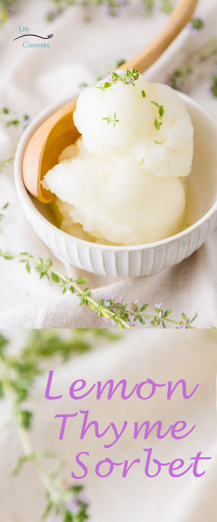 This Lemon-Thyme Sorbet is so nice and refreshing. Perfect for a hot summer day!
