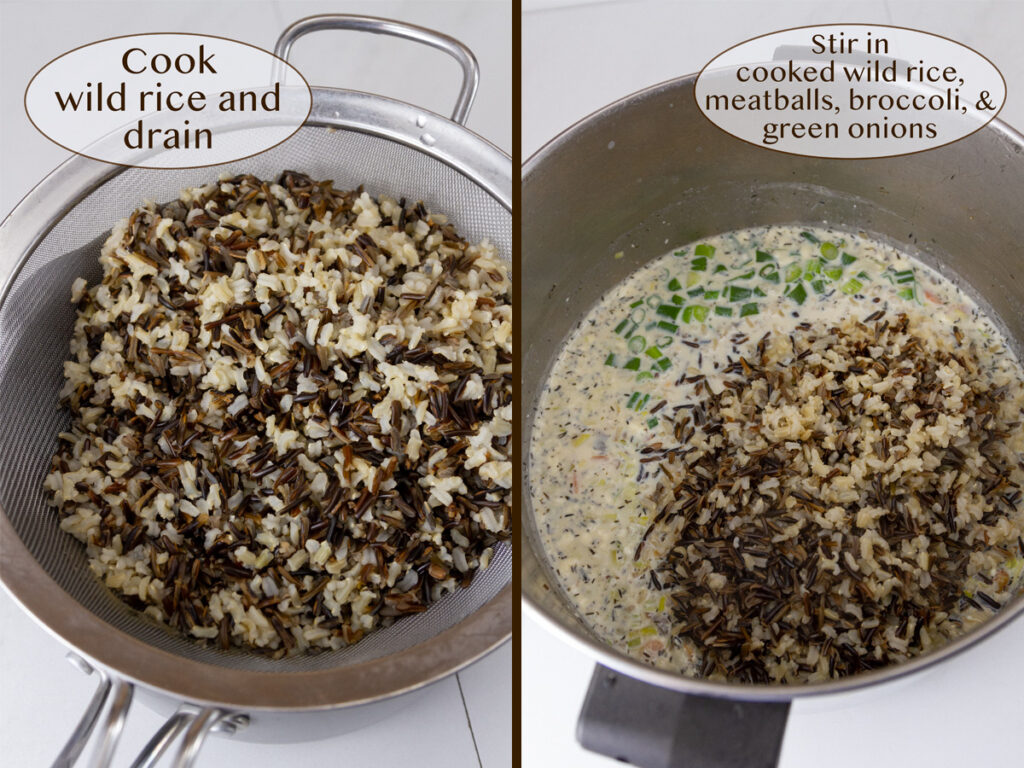 cooked wild rice and add that to the sauce to make the casserole.
